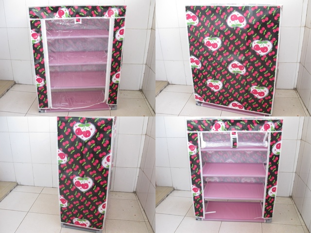 1Pc 4 Tier Shoe Rack Display w/Cover Prevent Dust